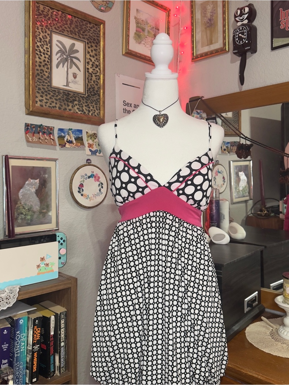 Y2K Polkadot tie back babydoll dress